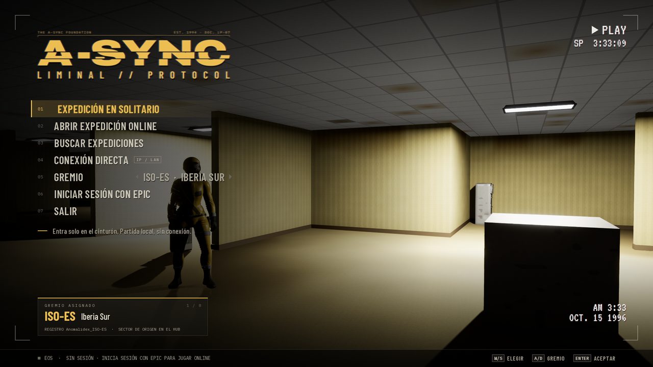 The game's main menu.